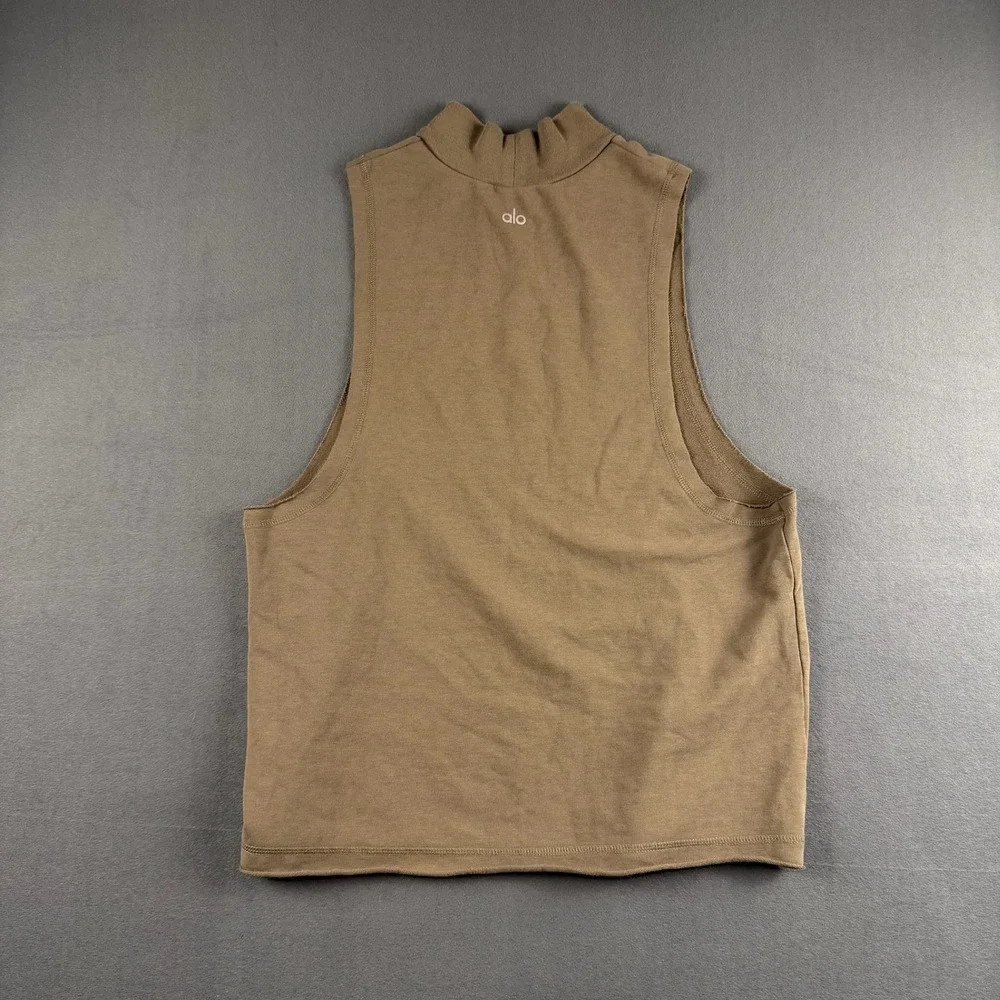 Alo Yoga Womens Mock Neck Sleeveless Muscle Tank Top Brown Size S
